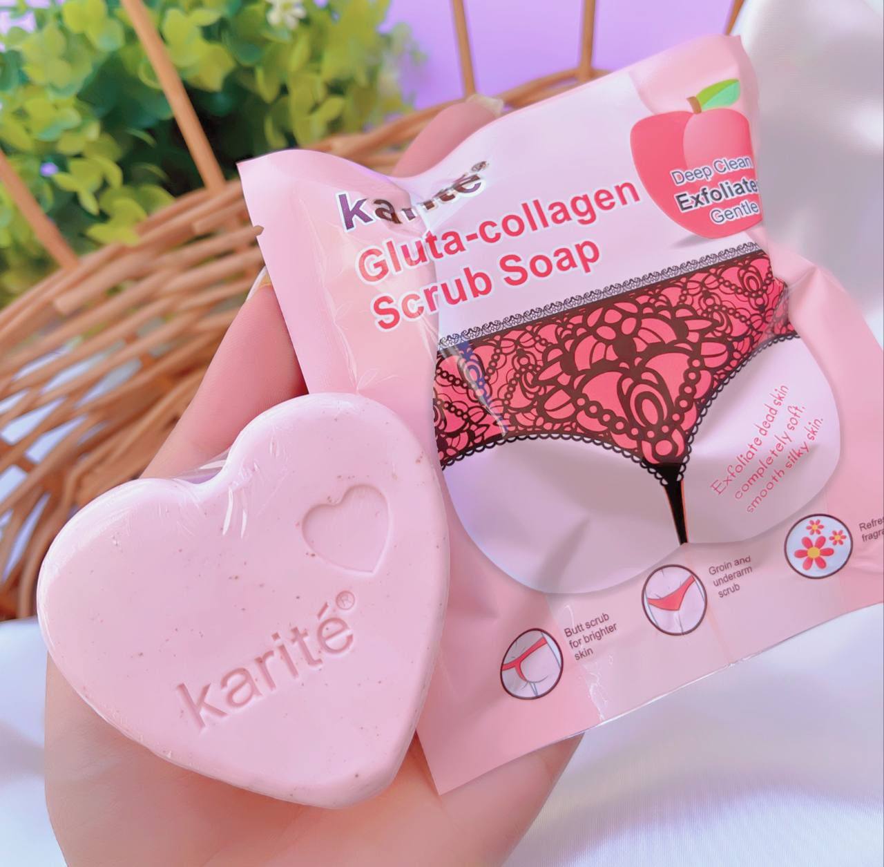 صابون اسکراب و روشن کننده قوی پوست و نواحی حساس بدن مدل قلبی کاریته KARITE کد 47-1110